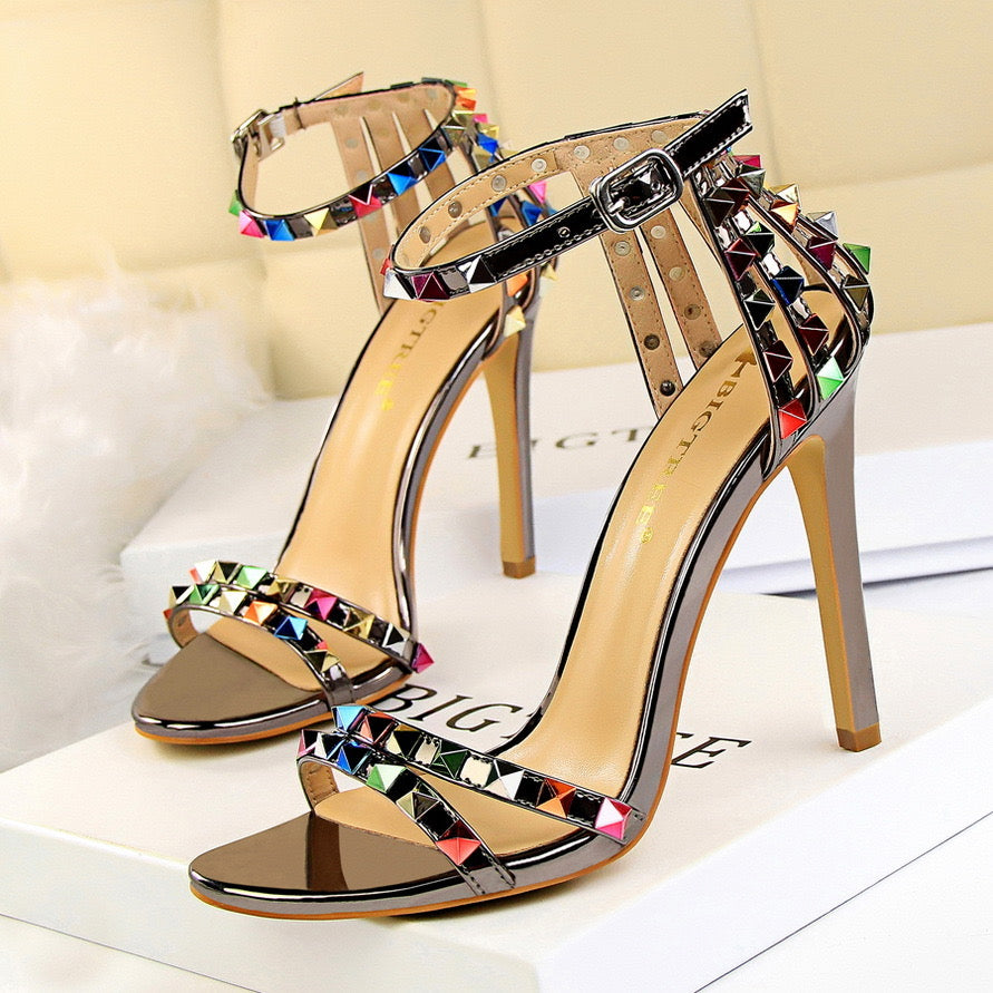 Bigtree Peep Toe Rhinestone Heels