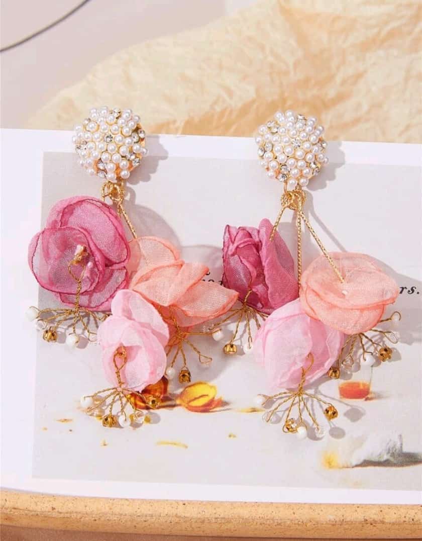 Flower and Faux Pearl Drops