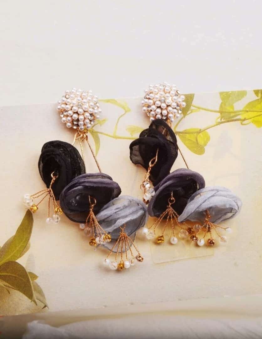 Flower and Faux Pearl Drops