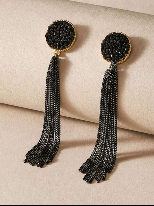 Rhinestone Tassel Drop Earrings