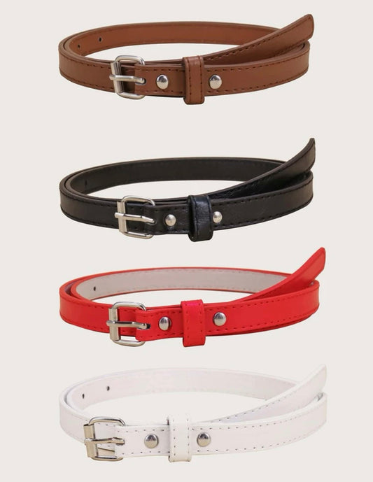 Metal Buckle Skinny Belt