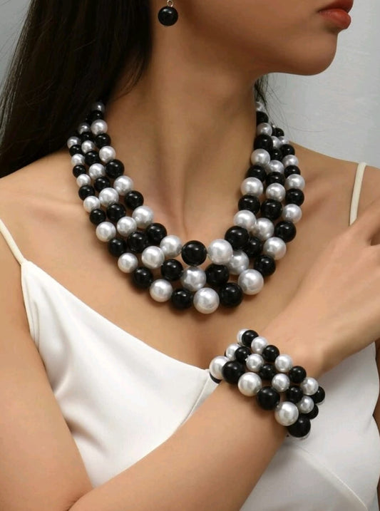 Two Toned Faux Pearl Set