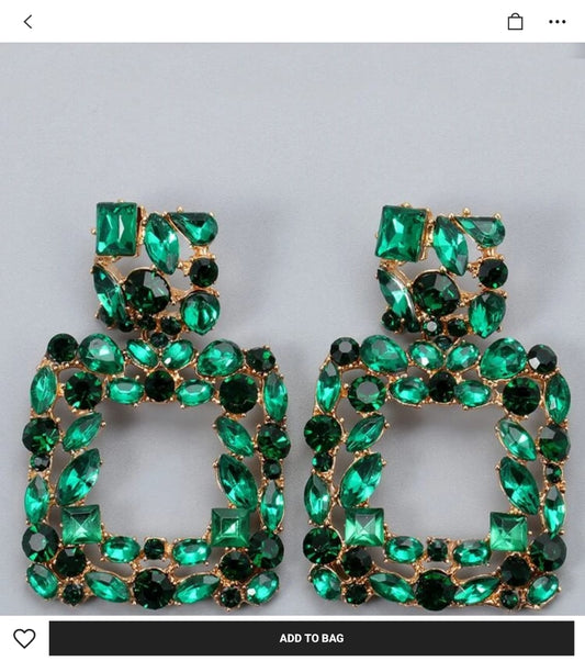 Rhinestone Decor Geometric Earring