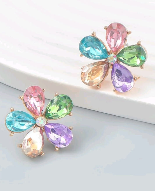 Rhinestone Flower Stud Earring