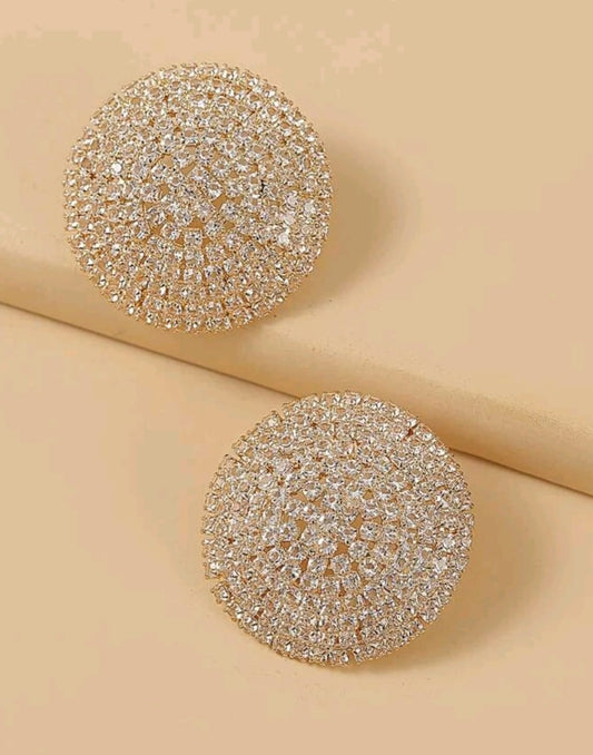 Rhinestone Decor Round Earring