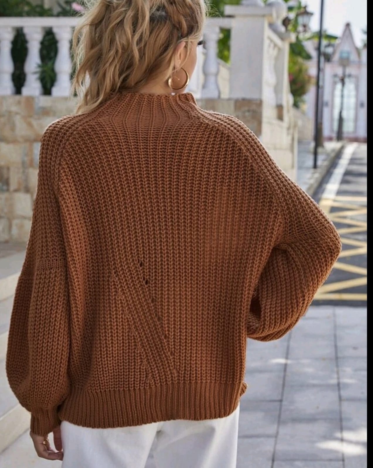 Lantern Sleeve Chunky Knit Oversize Sweater